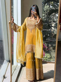 Royal Look Heavy Embroidered Fendy Silk Yellow Suit with Dupatta