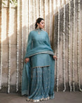 Traditional Embroidered Top Sharara Set with Dupatta