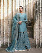 Traditional Embroidered Top Sharara Set with Dupatta