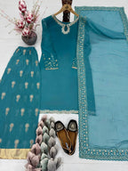 Traditional Embroidered Top Sharara Set with Dupatta
