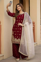 Royal GMY Silk Kurta Pant Set with Pearl & Sequence Detailing