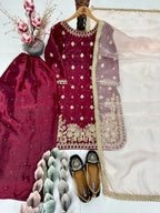 Royal GMY Silk Kurta Pant Set with Pearl & Sequence Detailing
