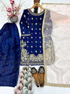 Designer GMY Silk Kurta Pant Set with Rivet Moti Handwork