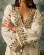 Soft Luxe Elegance: Roman Silk Suit Set with Sequence Embroidery & Organza Dupatta