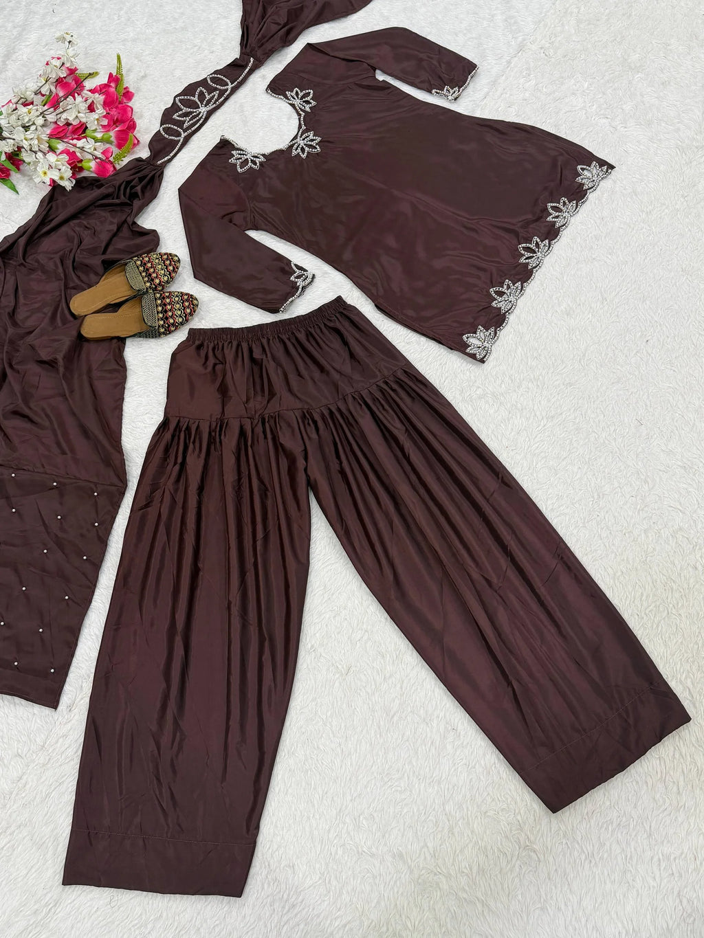 Festive Wear Farshi Salwar Suit with Embellished Dupatta