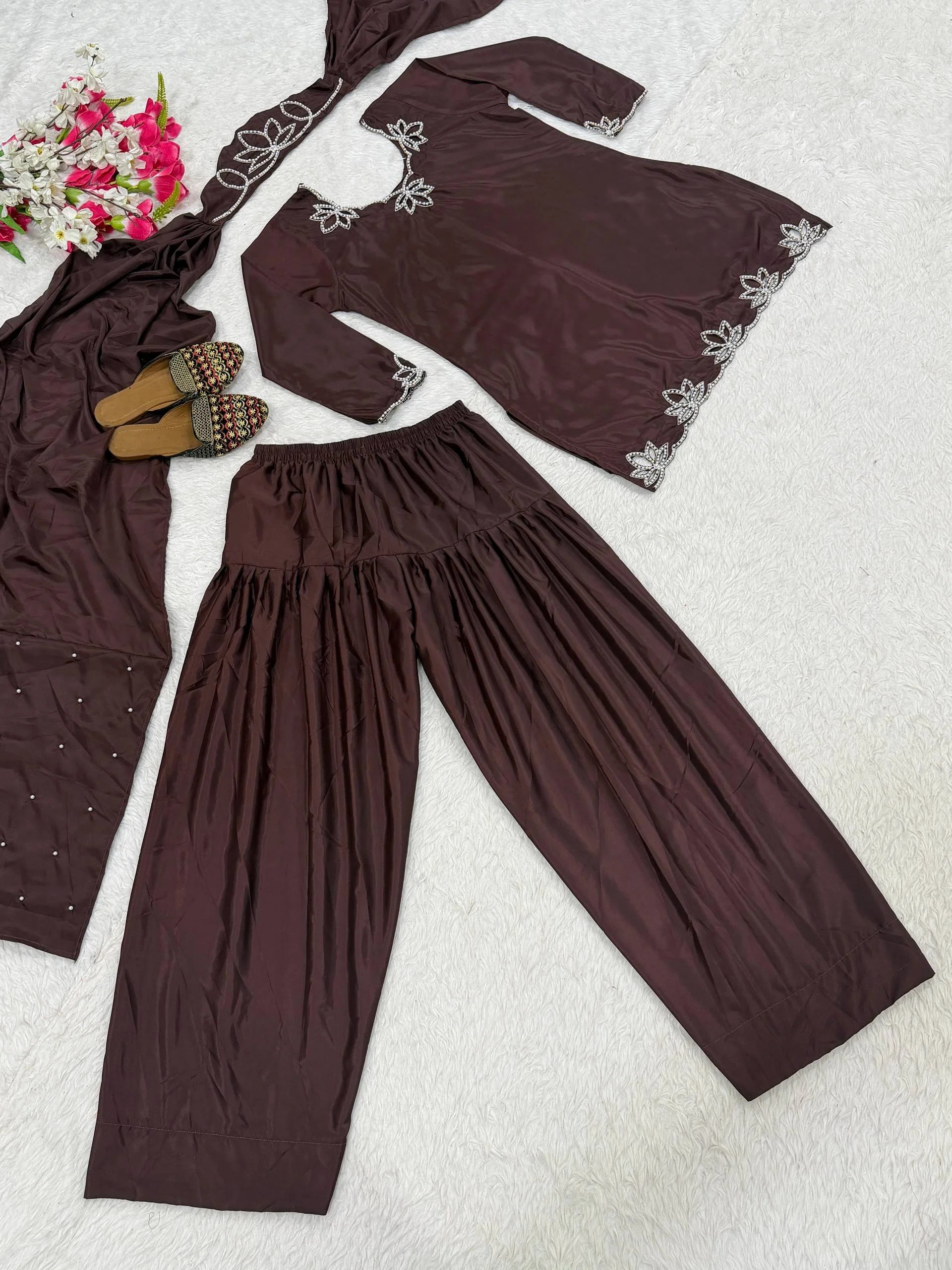 Festive Wear Farshi Salwar Suit with Embellished Dupatta