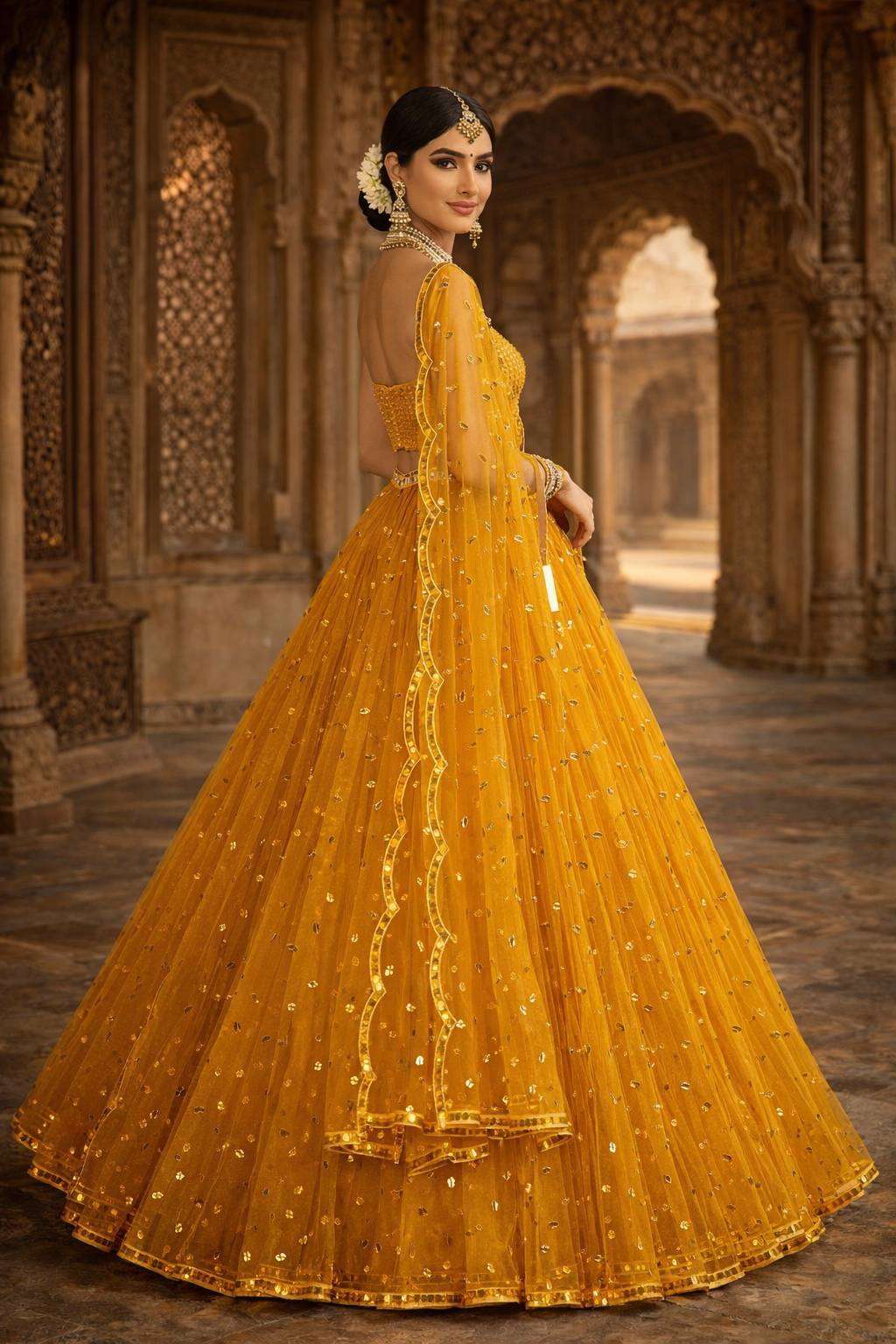 Luxury Ruffle Net Lehenga with Heavy Sequence Mirror Detailing