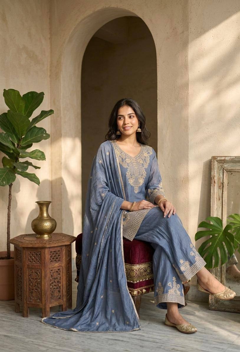 Stylish Ethnic Rangoli Crush Palazzo Set for Eid & Wedding Functions