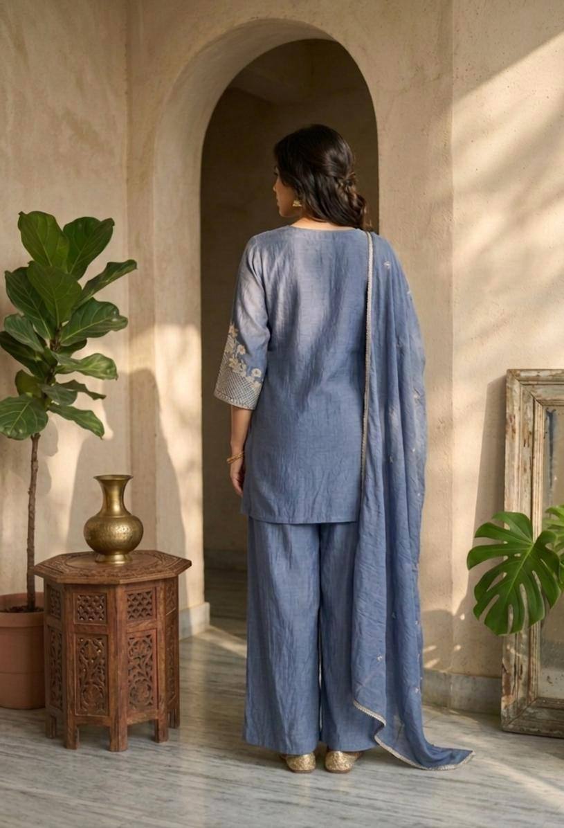 Stylish Ethnic Rangoli Crush Palazzo Set for Eid & Wedding Functions