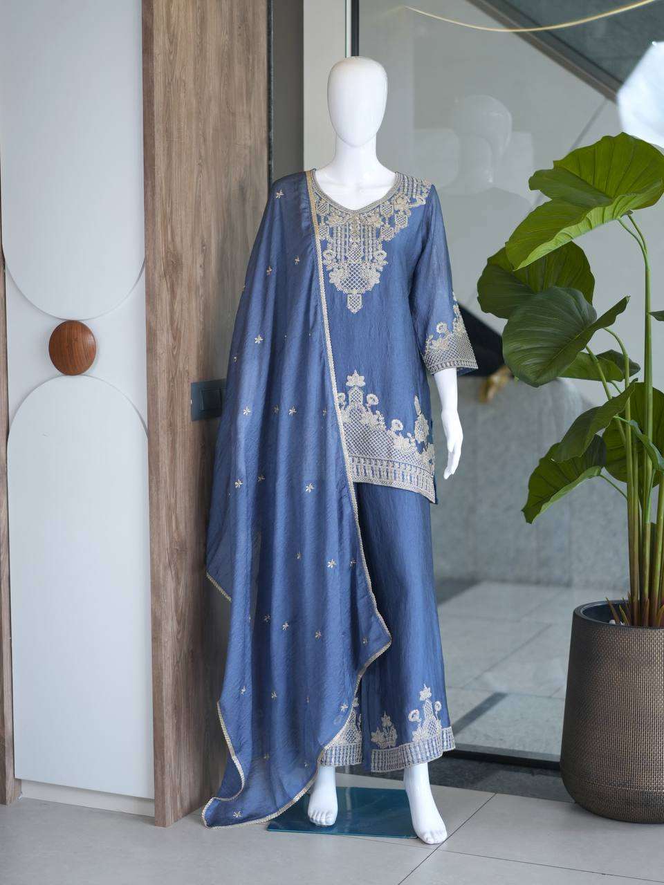 Stylish Ethnic Rangoli Crush Palazzo Set for Eid & Wedding Functions