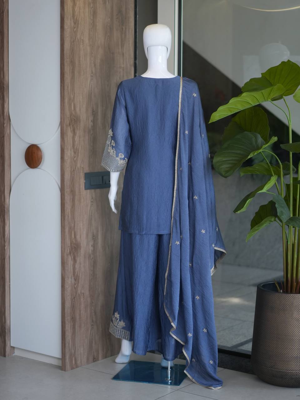 Stylish Ethnic Rangoli Crush Palazzo Set for Eid & Wedding Functions