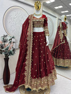 Elegant Full-Stitched Lehenga Choli in Two-Tone Fandy Silk