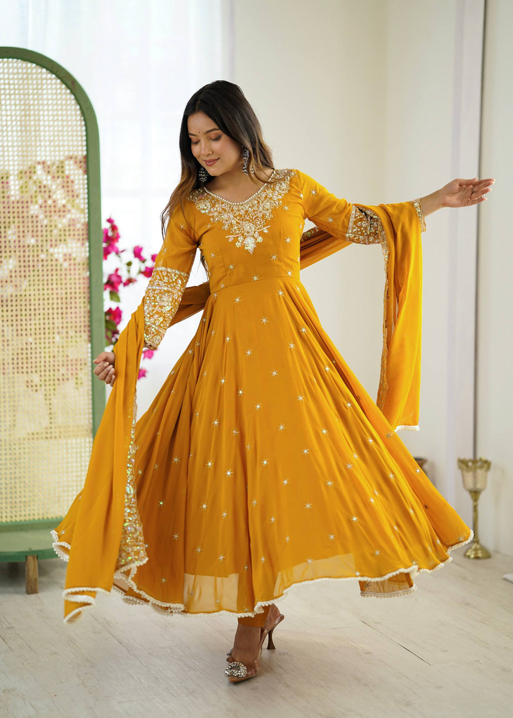 Elegant Embroidered Rembo Sequence Designer Anarkali Suit For Festivals