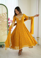 Elegant Embroidered Rembo Sequence Designer Anarkali Suit For Festivals
