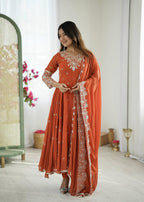 Elegant Embroidered Rembo Sequence Designer Anarkali Suit For Festivals