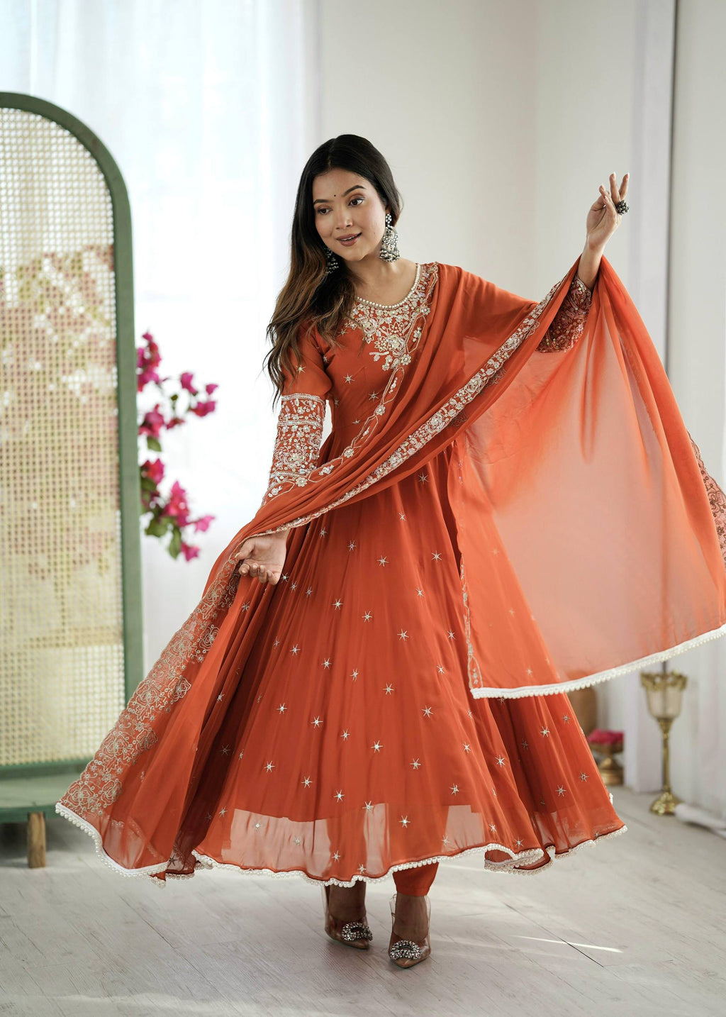 Elegant Embroidered Rembo Sequence Designer Anarkali Suit For Festivals