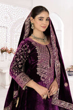 Elegant Maroon Velvet Suit Set – Festive Ethnic Wear with Embroidered Dupatta & Pant