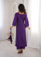 Premium Natural Crepe Mirror Lace Kurti Set with Matching Batwa