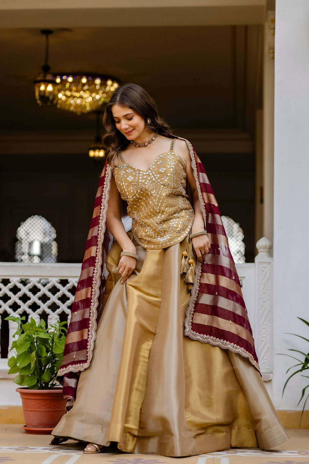 Royal Look Banarasi Lehenga with Dori Pattern Blouse