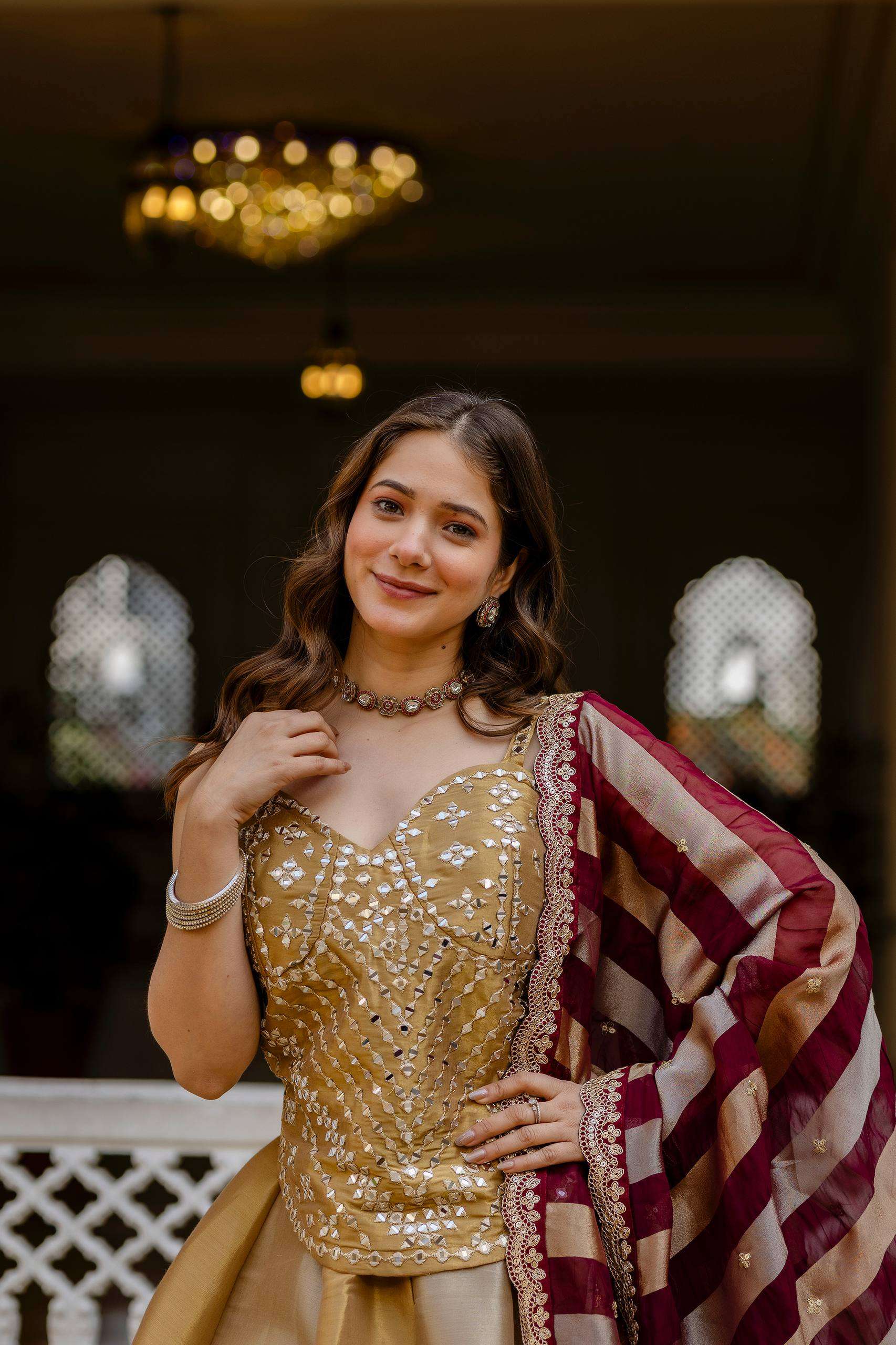 Royal Look Banarasi Lehenga with Dori Pattern Blouse