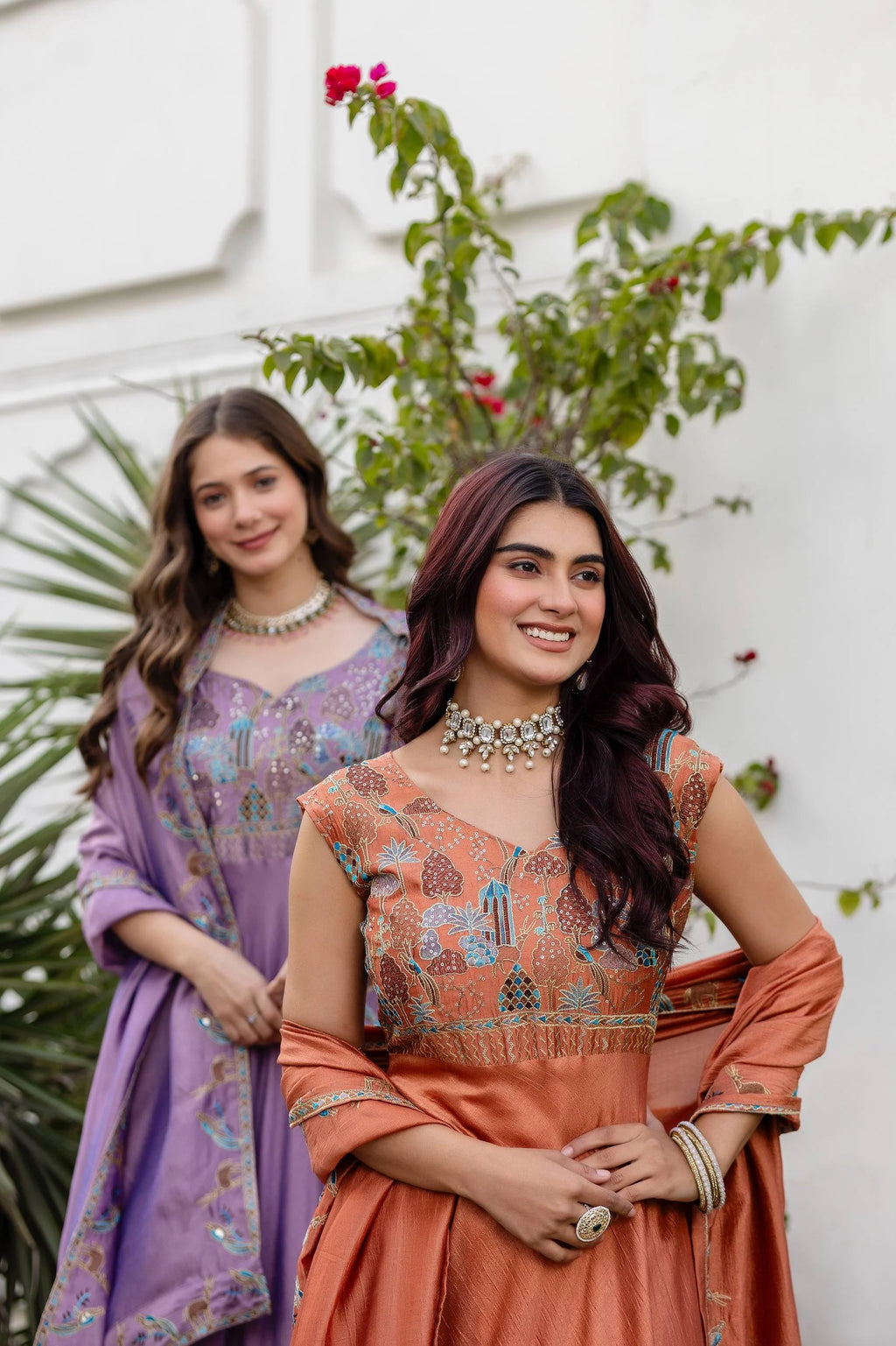 Premium Party Wear Vichitra Silk Gown with Embroidered Dupatta