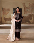 Luxury Maroon Velvet Ensemble â€“ 3 Piece Suit with Sequence Work