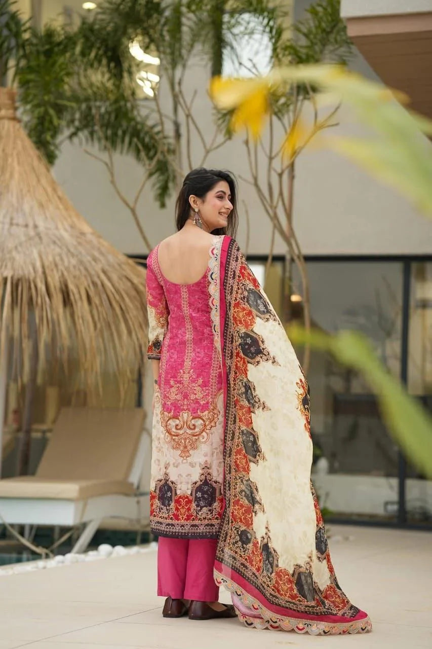 Everyday Elegance Pakistani Style Muslin Suit with Lining
