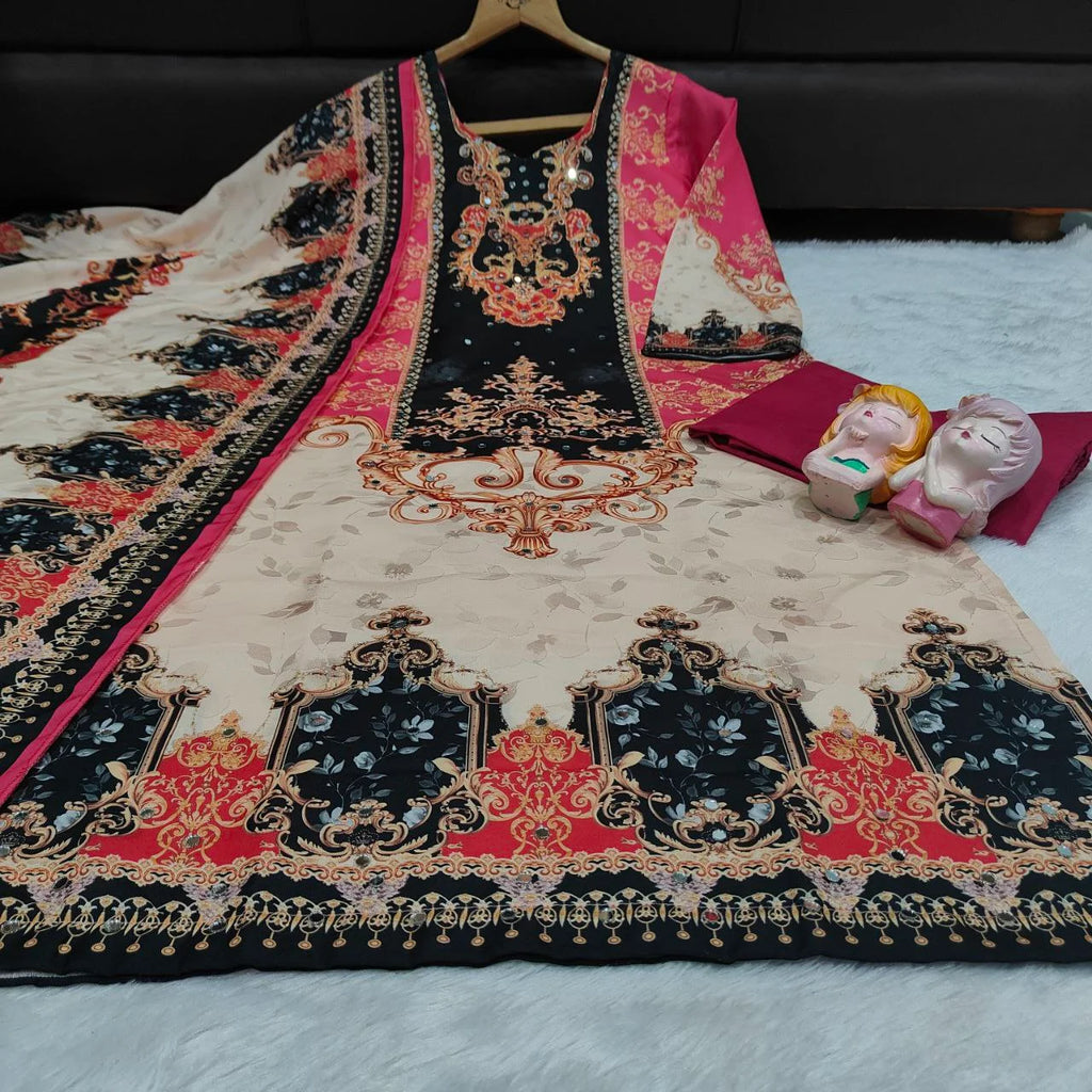 Everyday Elegance Pakistani Style Muslin Suit with Lining