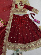 Elegant Full-Stitched Lehenga Choli in Two-Tone Fandy Silk