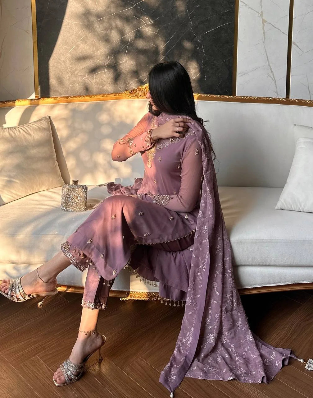 Eid Special Heavy Faux Georgette Embroidered Suit Set