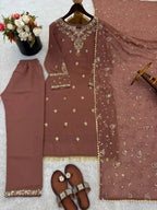 Eid Special Heavy Faux Georgette Embroidered Suit Set