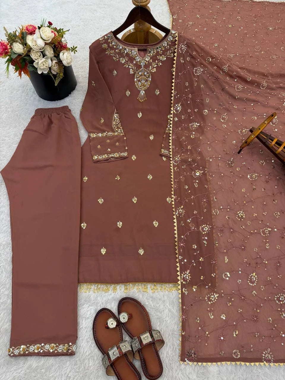 Eid Special Heavy Faux Georgette Embroidered Suit Set