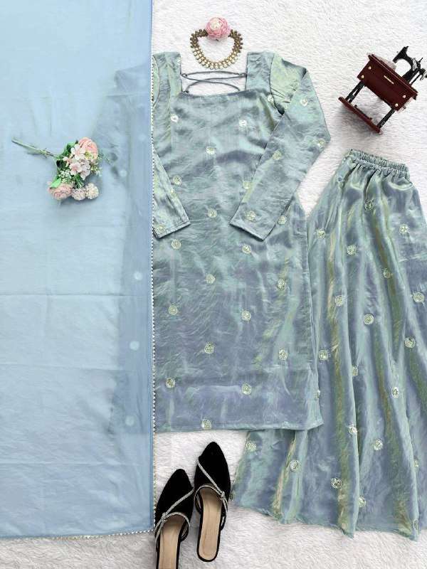 Wedding & Party Special Fandy Silk Sequence Plazzo Suit