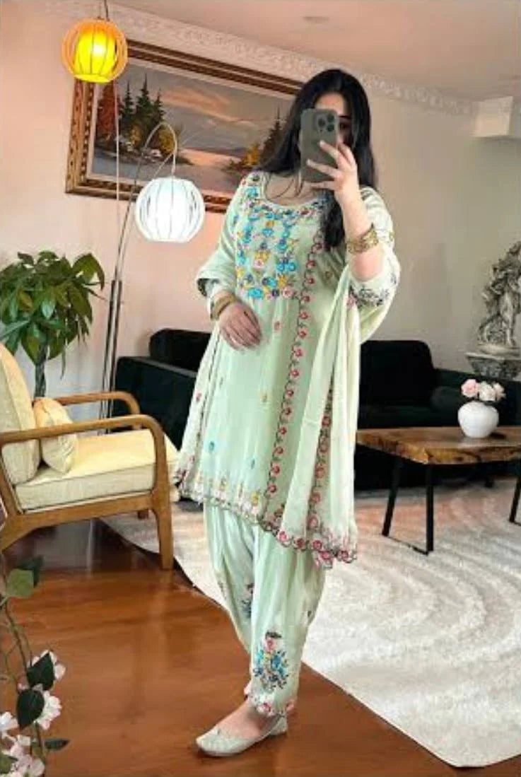 Occasion Ready Designer Dhoti Salwar Suit with Dupatta