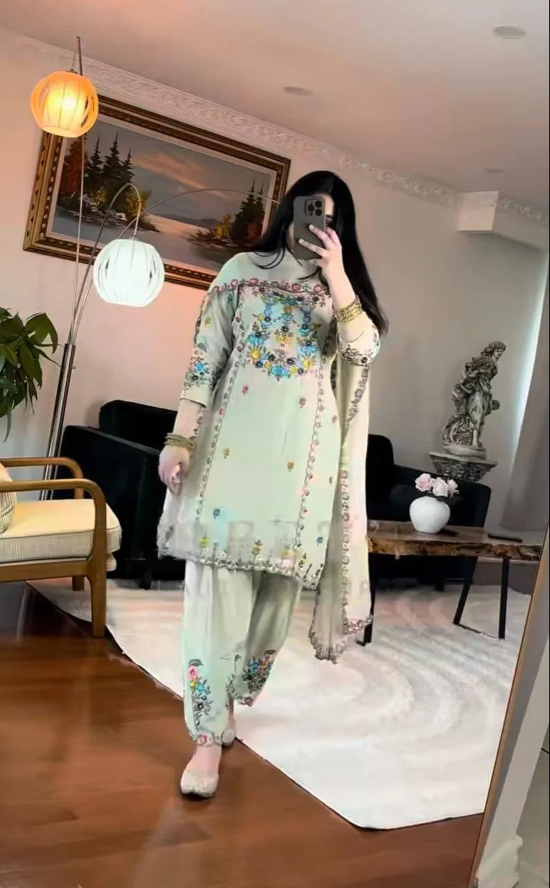 Occasion Ready Designer Dhoti Salwar Suit with Dupatta