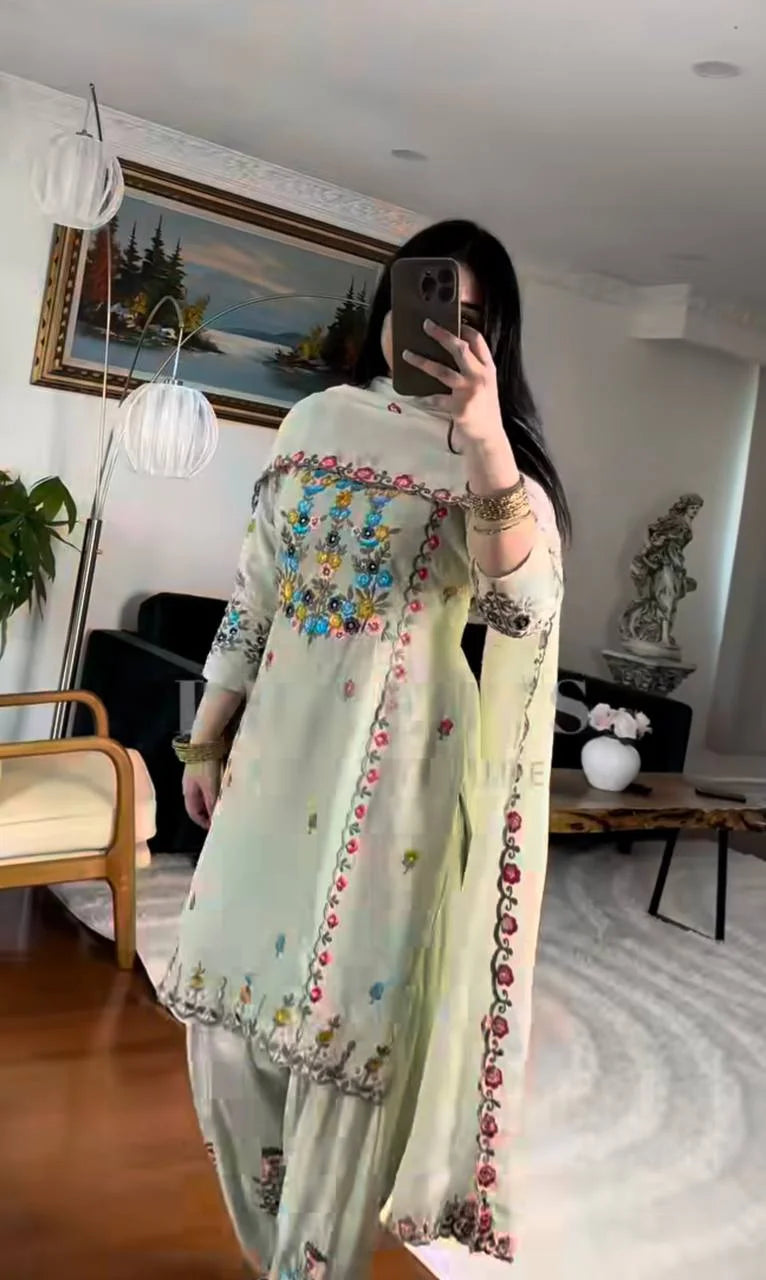 Occasion Ready Designer Dhoti Salwar Suit with Dupatta