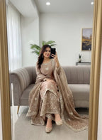 Luxury Ethnic GMY Silk Sharara with Embroidered Dupatta