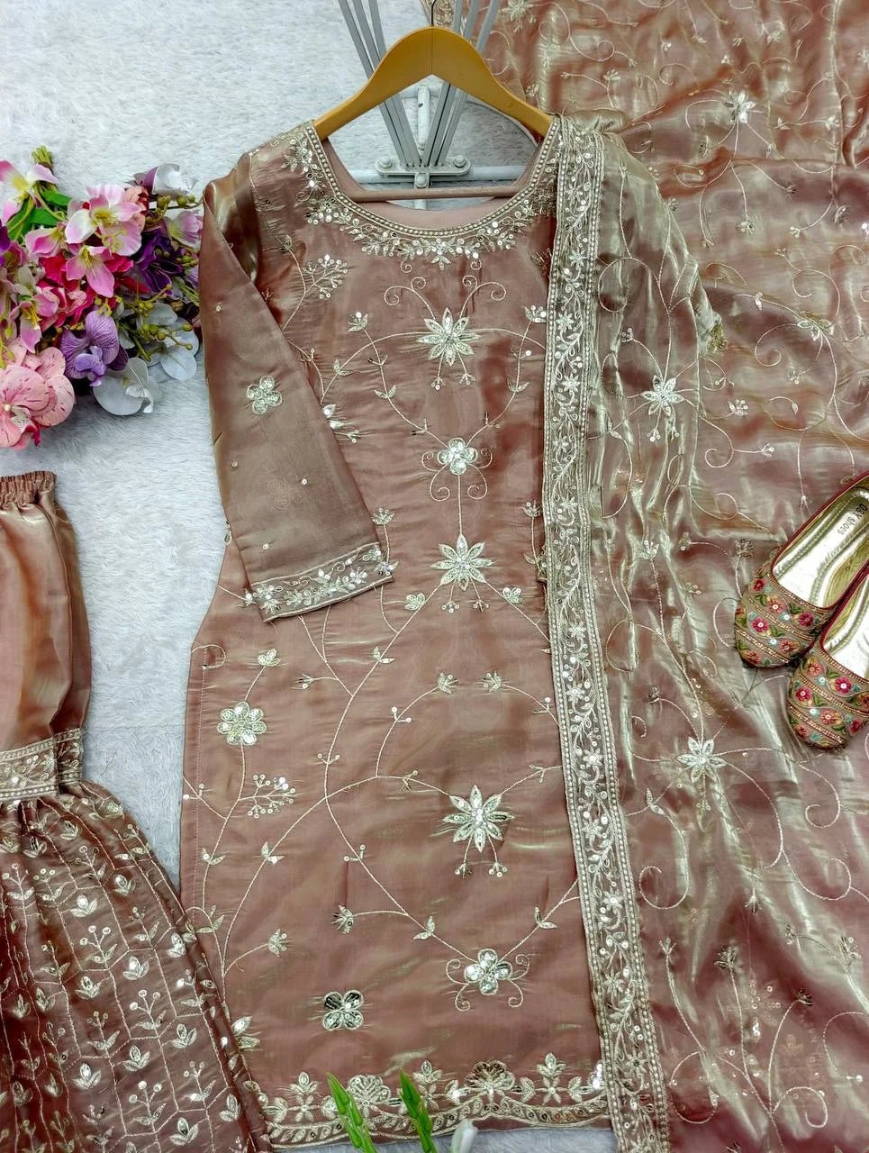 Luxury Ethnic GMY Silk Sharara with Embroidered Dupatta