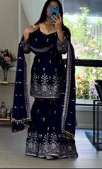 Royal Eid Look Fully Stitched Kurti Sharara Outfit