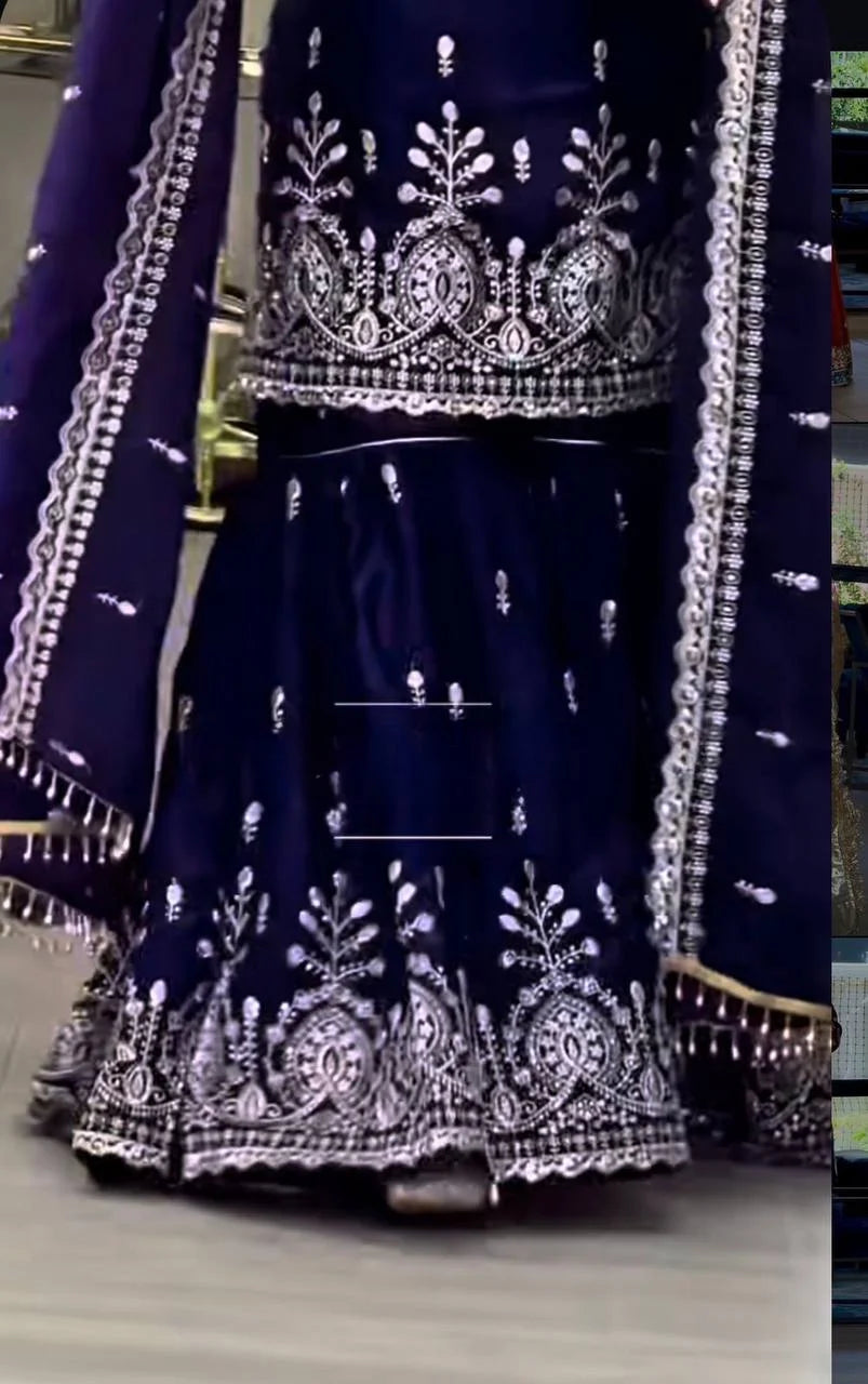 Royal Eid Look Fully Stitched Kurti Sharara Outfit