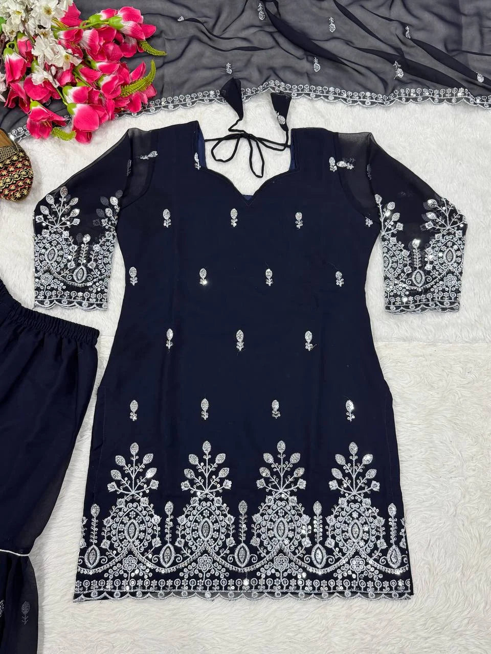 Royal Eid Look Fully Stitched Kurti Sharara Outfit