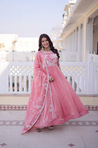 Elegant Fendi Satin Gown with Thread & Sequence Embroidery