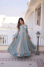 Elegant Fendi Satin Gown with Thread & Sequence Embroidery