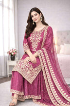 Charming Pink Eid Wear GMY Silk Kurti Plazzo Outfit