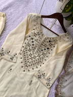 Eid Special Off-White Georgette Mirror Work Palazzo Set