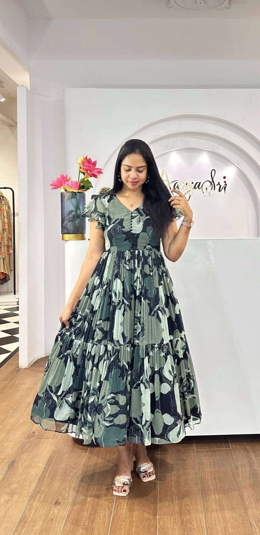 Multi-Colored Georgette Maxi Dress â€“ Vibrant Elegance