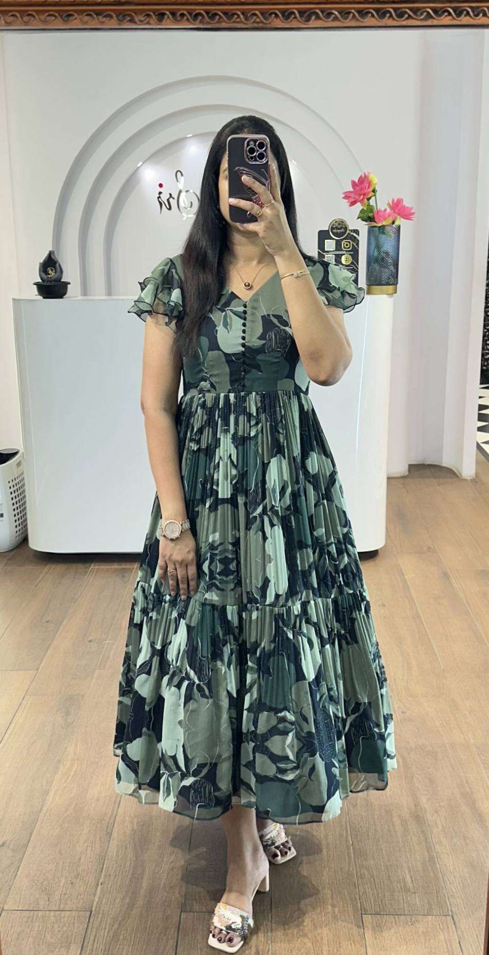 Multi-Colored Georgette Maxi Dress â€“ Vibrant Elegance