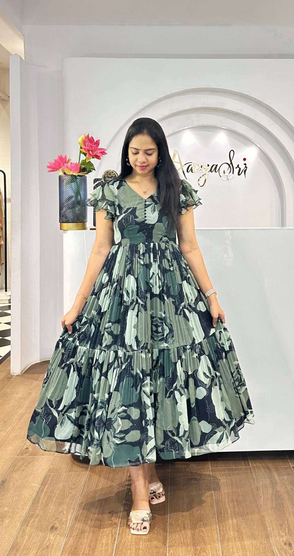 Multi-Colored Georgette Maxi Dress â€“ Vibrant Elegance