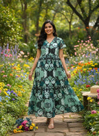 Multi-Colored Georgette Maxi Dress â€“ Vibrant Elegance