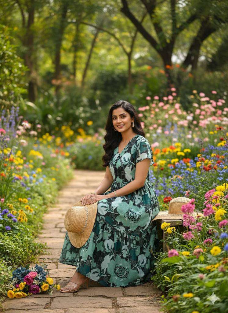 Multi-Colored Georgette Maxi Dress â€“ Vibrant Elegance